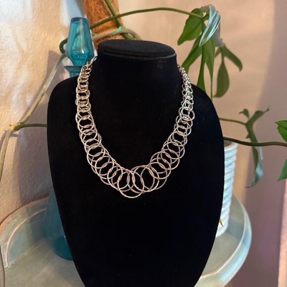 Cookie Lee Silver Tone Circles Statement Necklace - Picture 2 of 5